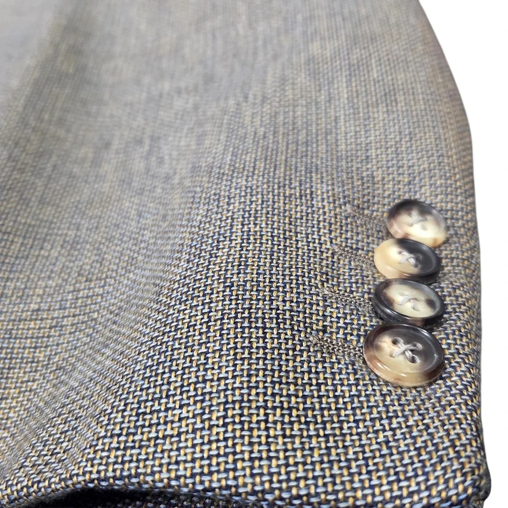 Vtg Ermenegildo‎ Zegna Neiman Marcus Blazer Jacket Cashmere 50L Blue Gold Gray
